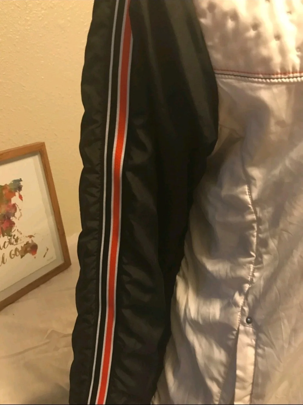 Men's Quilted Cream and Black Zip-Front Puffer Jacket